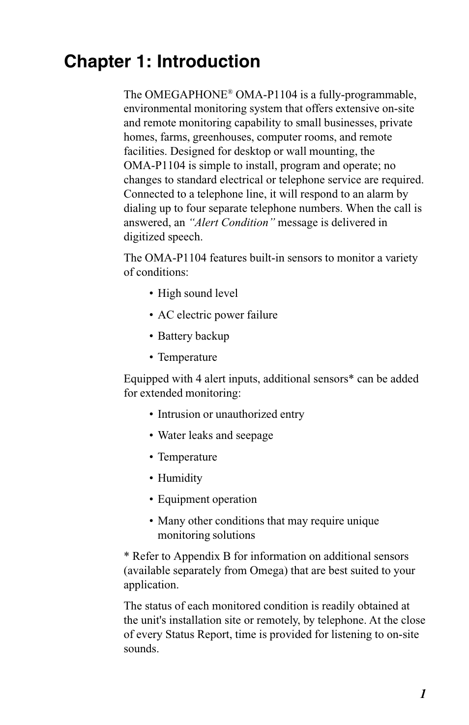 Chapter 1: introduction | Omega OMA-P1104 User Manual | Page 15 / 102