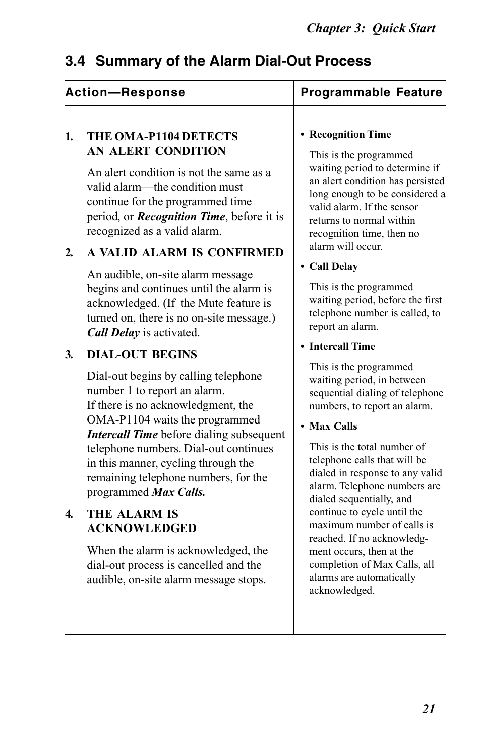 4 summary of the alarm dial-out process, Summary of the alarm dial-out process | Omega OMA-P1104 User Manual | Page 35 / 102