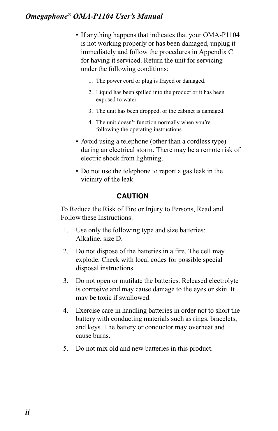 Technical support | Omega OMA-P1104 User Manual | Page 4 / 102