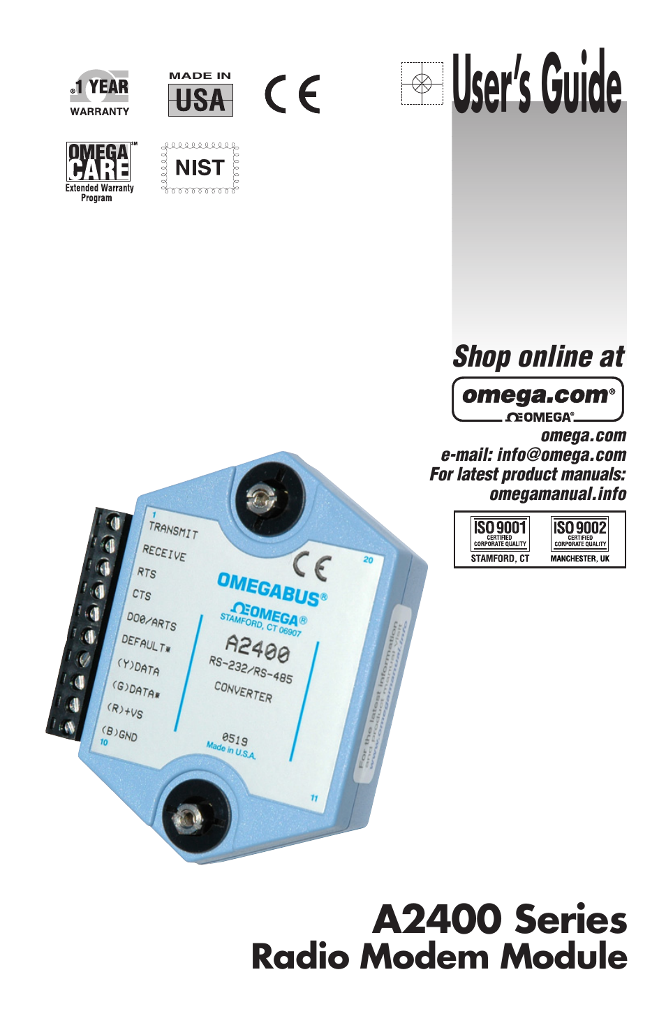 Omega A2400 User Manual | 68 pages