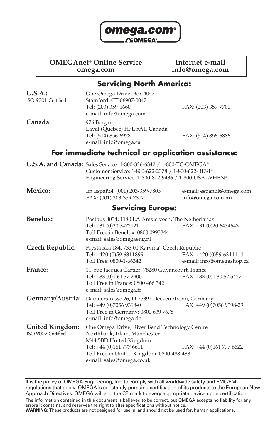 Omega A2400 User Manual | Page 2 / 68