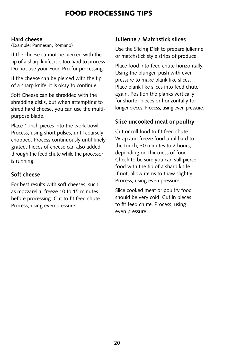 Food processing tips | Omega FoodPro User Manual | Page 19 / 24