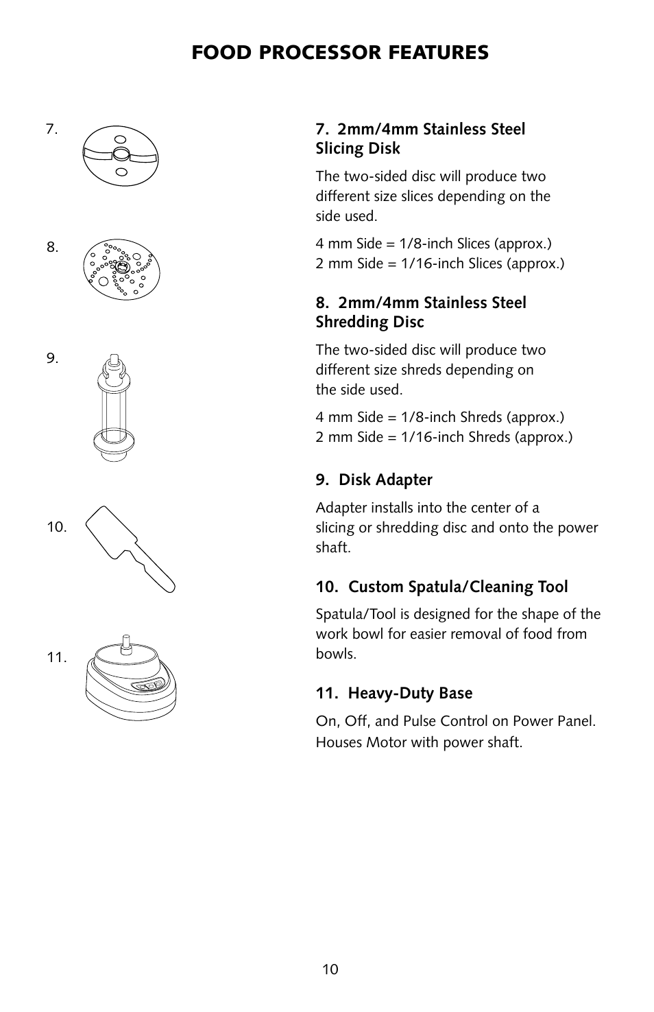 Food processor features | Omega FoodPro User Manual | Page 9 / 24