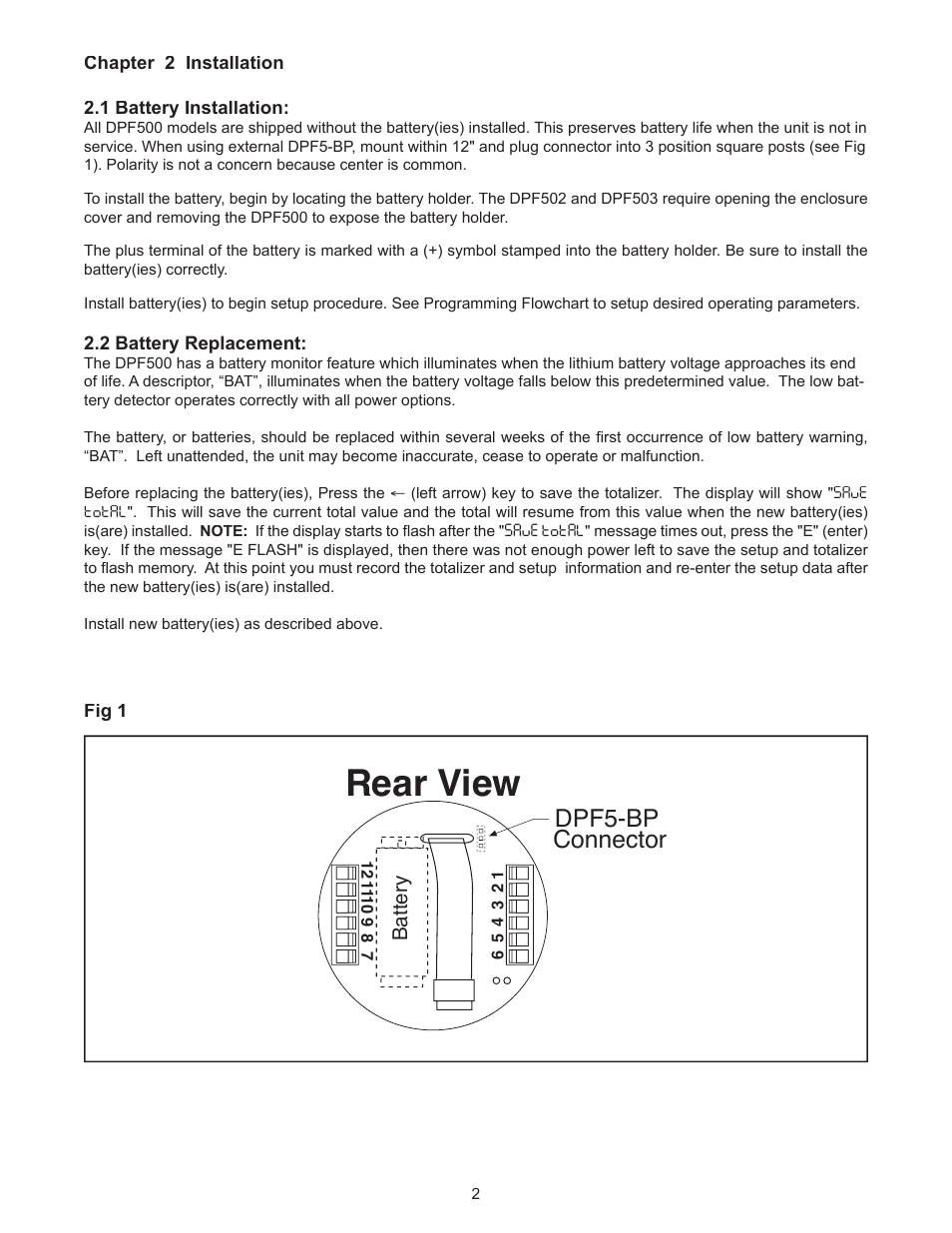 Rear view, Dpf5-bp connector | Omega DPF500 Series User Manual | Page 6 / 18