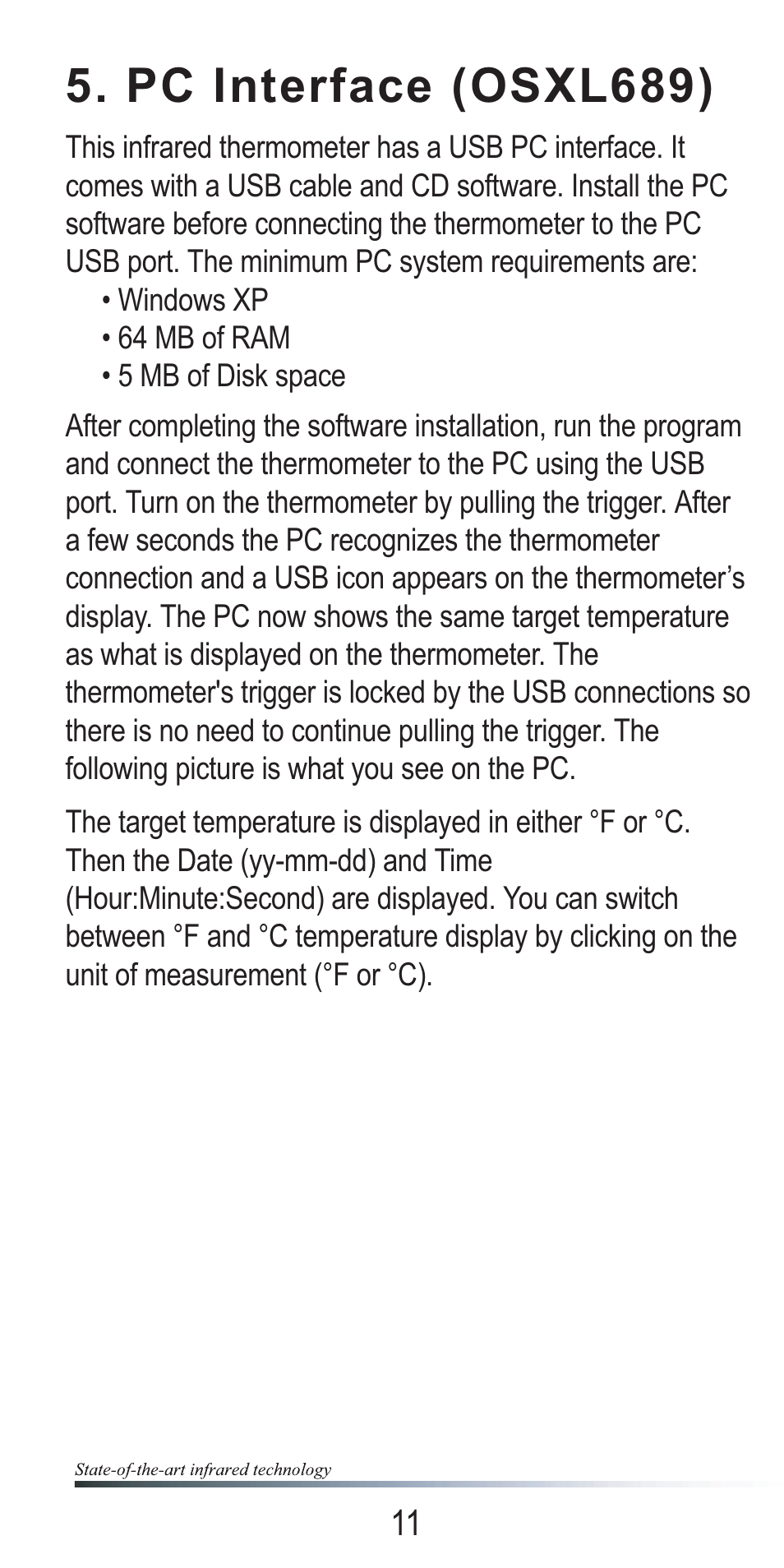 Pc interface (osxl689) | Omega OSXL685 User Manual | Page 14 / 20