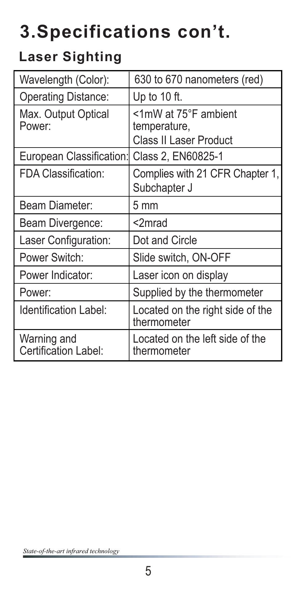 Specifications con’t | Omega OSXL685 User Manual | Page 8 / 20