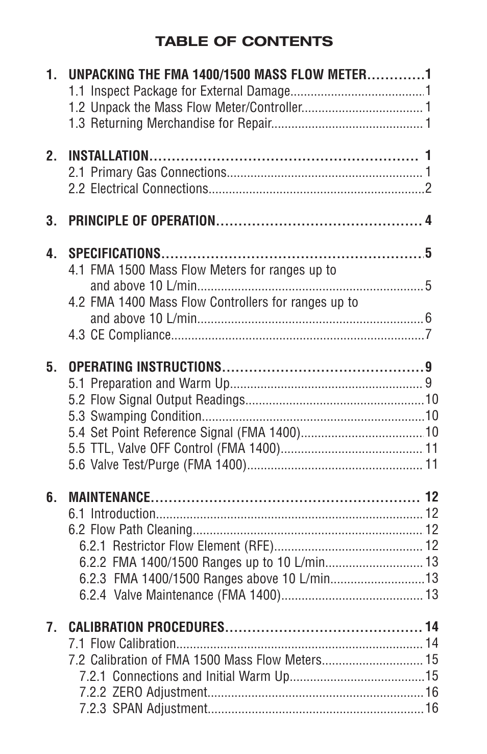 Omega FMA 1500 User Manual | Page 3 / 40