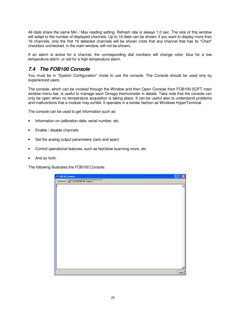 4 the fob100 console | Omega FOB100 User Manual | Page 25 / 30