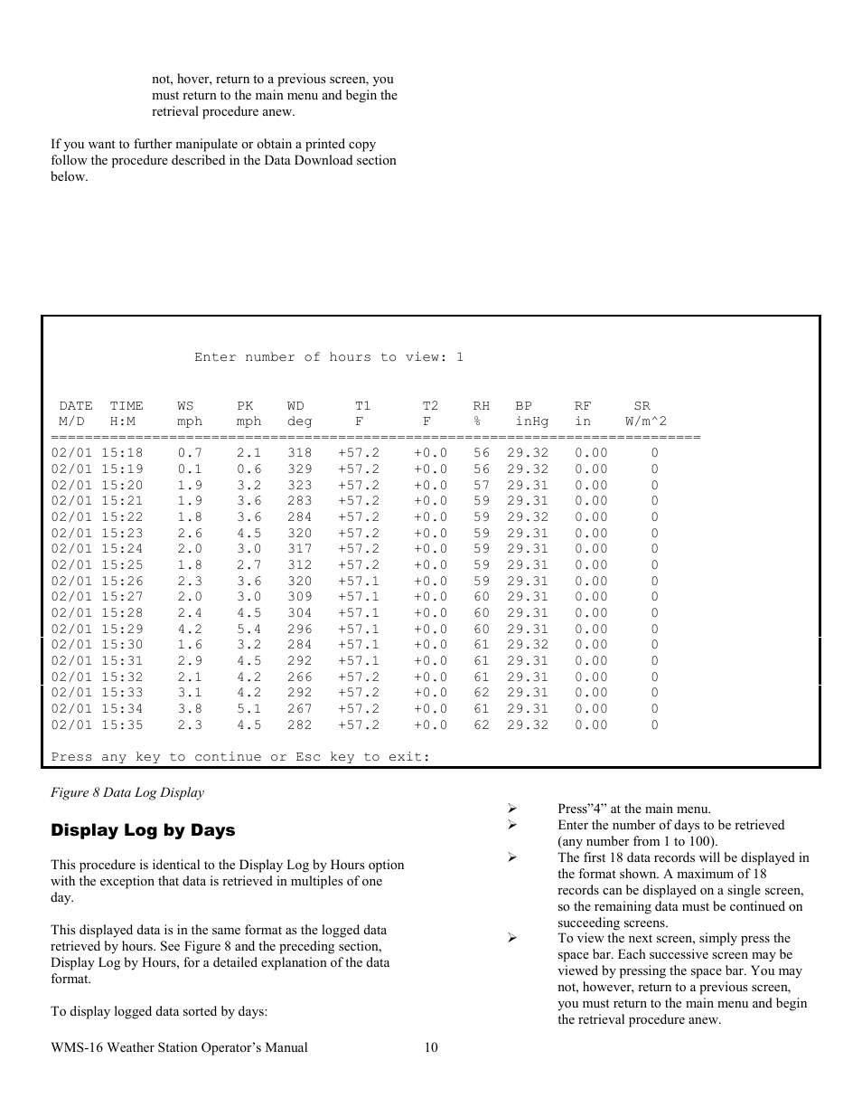 Figure 8 data log display, Display log by days, Data download | Omega WMS-16 User Manual | Page 11 / 23