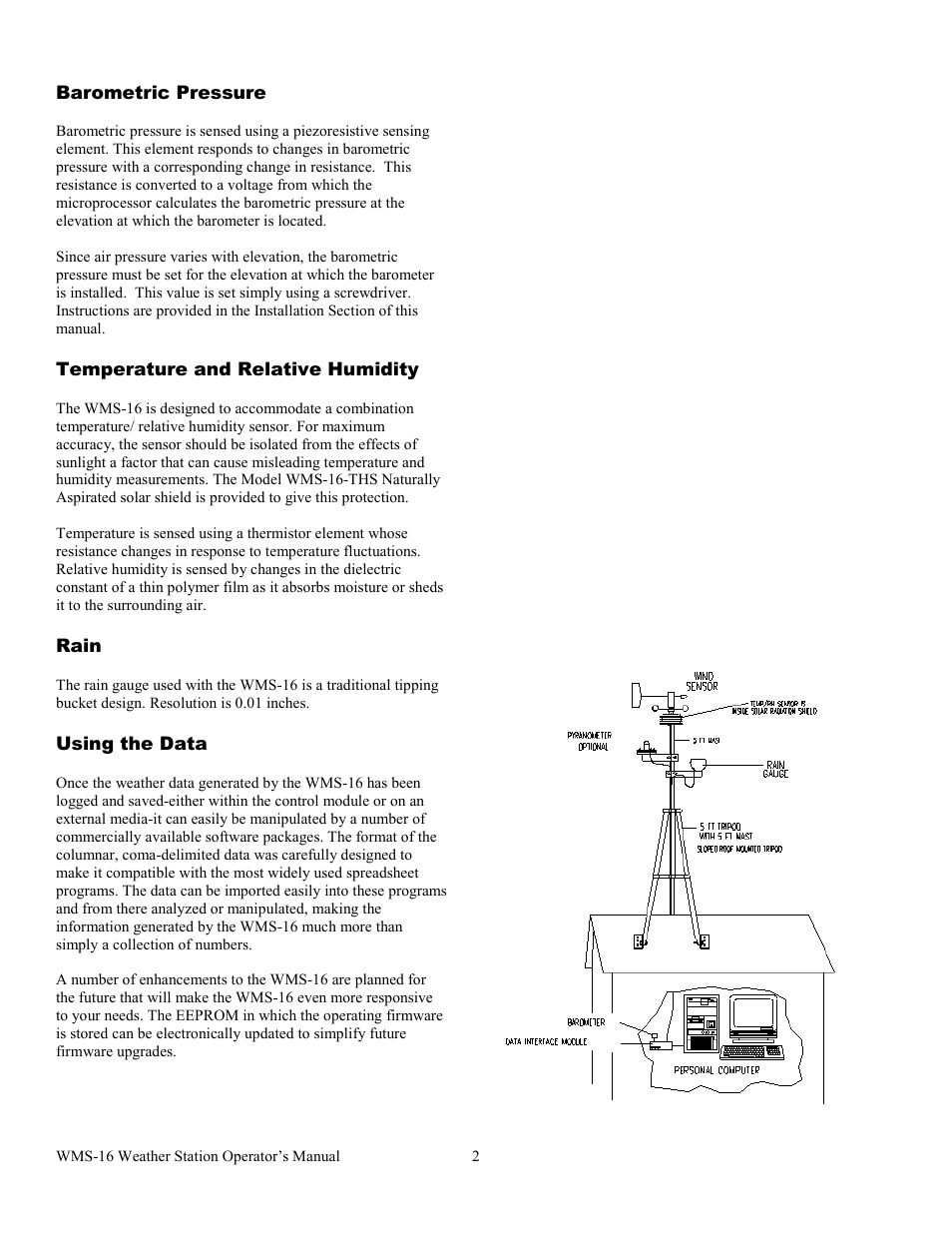 Barometric pressure, Rain, Using the data | Omega WMS-16 User Manual | Page 3 / 23