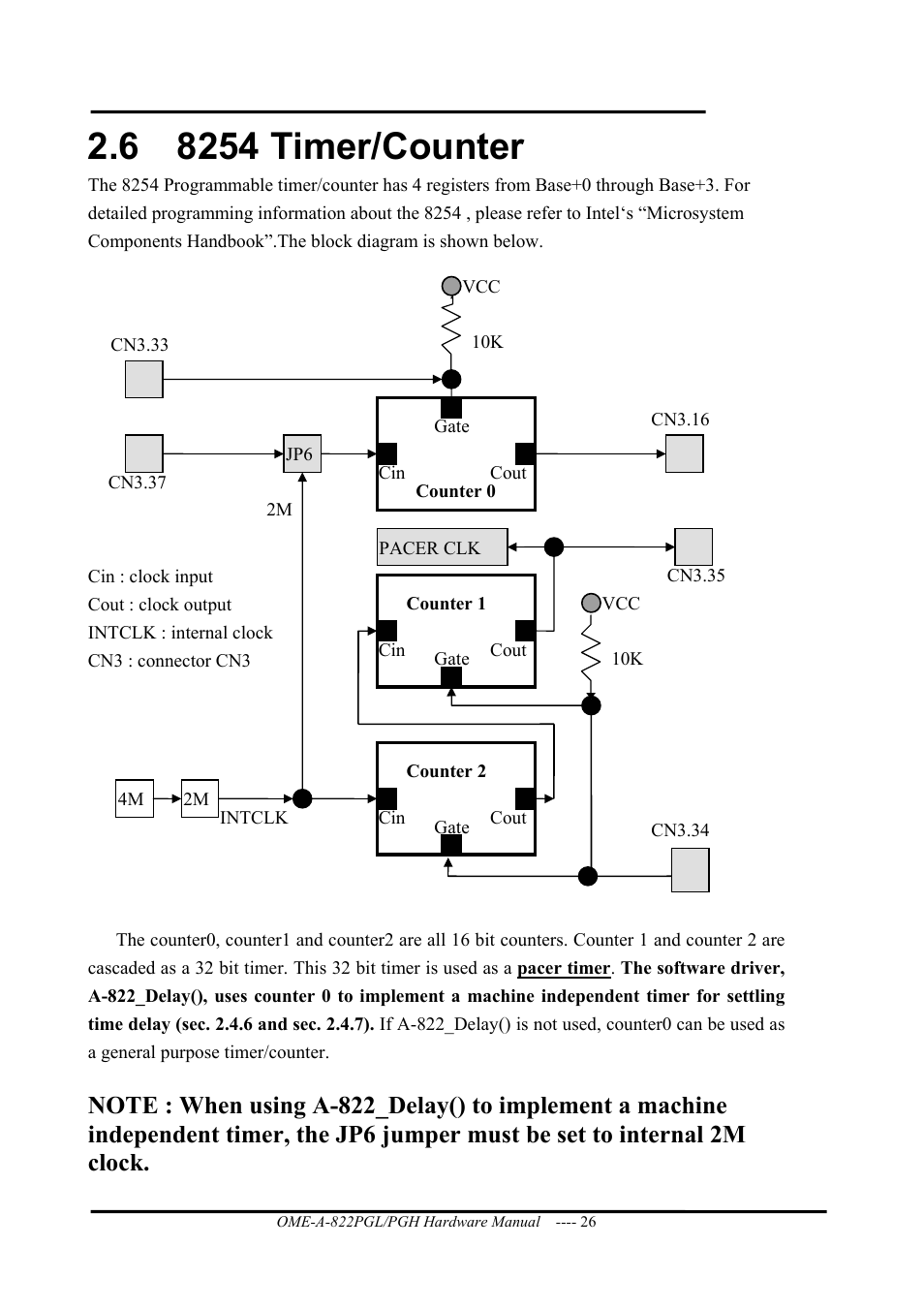 8254 timer/counter | Omega ISA- BUS MULTI-FUNCTIONAL BOARD OME-A822PG User Manual | Page 28 / 63