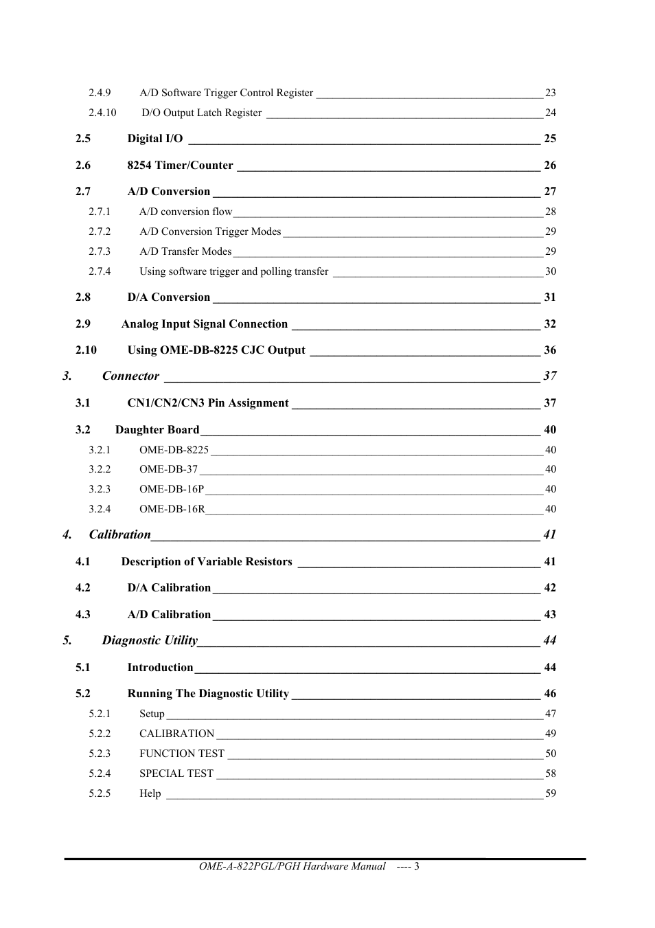 Omega ISA- BUS MULTI-FUNCTIONAL BOARD OME-A822PG User Manual | Page 5 / 63