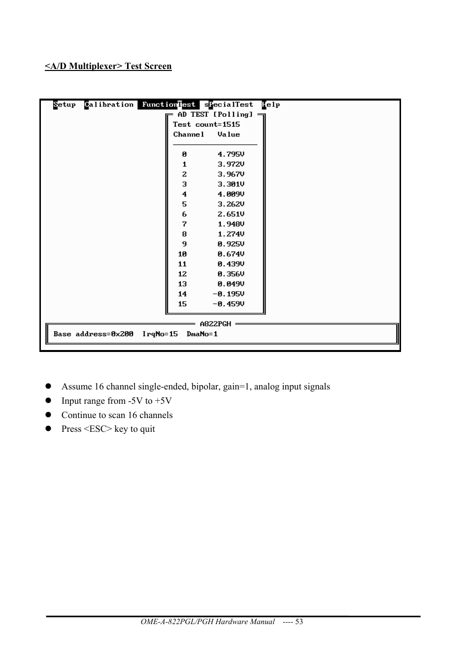 Omega ISA- BUS MULTI-FUNCTIONAL BOARD OME-A822PG User Manual | Page 55 / 63