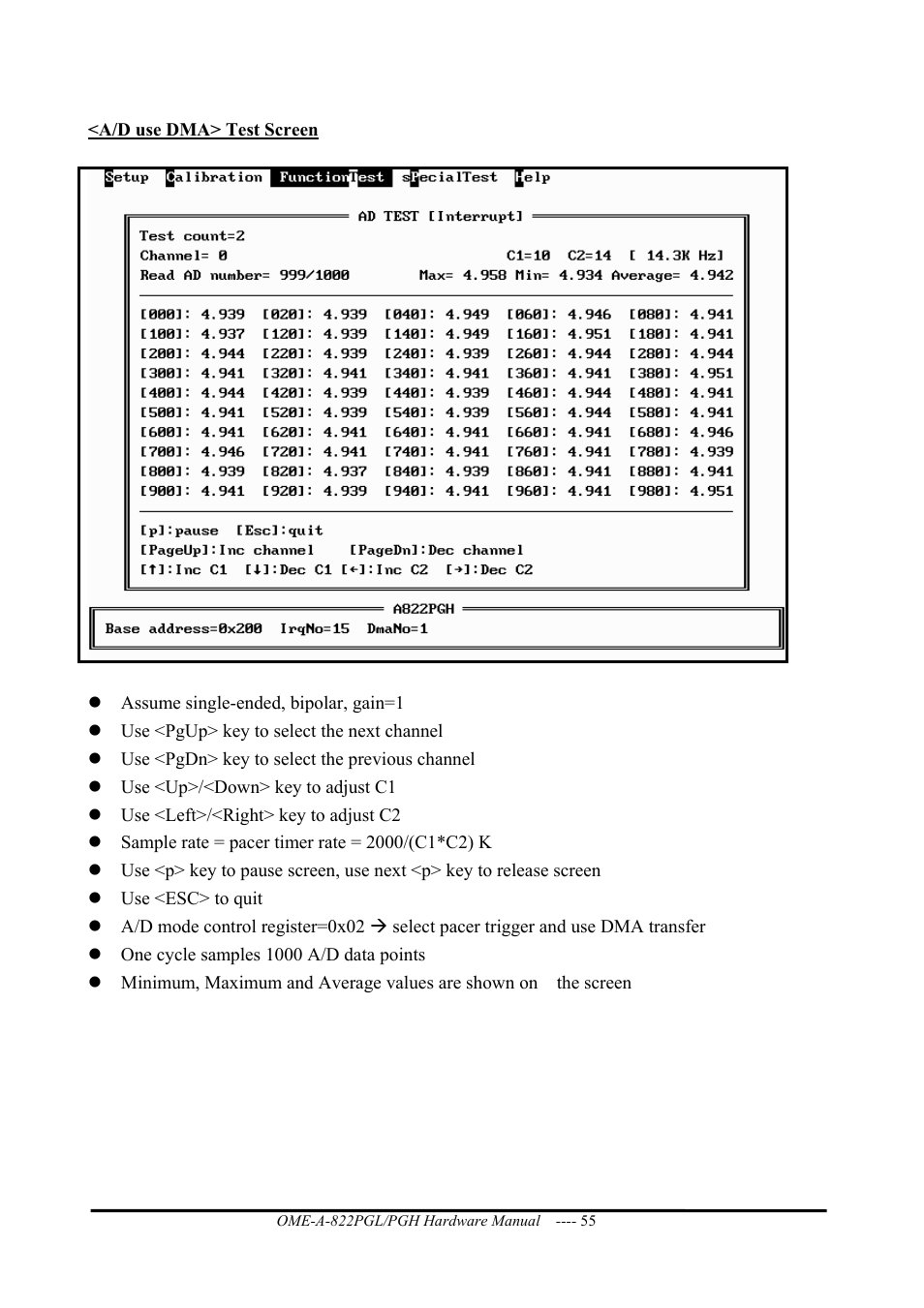 Omega ISA- BUS MULTI-FUNCTIONAL BOARD OME-A822PG User Manual | Page 57 / 63