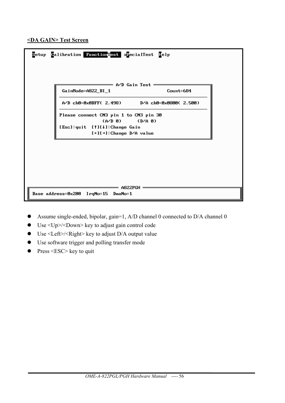 Omega ISA- BUS MULTI-FUNCTIONAL BOARD OME-A822PG User Manual | Page 58 / 63