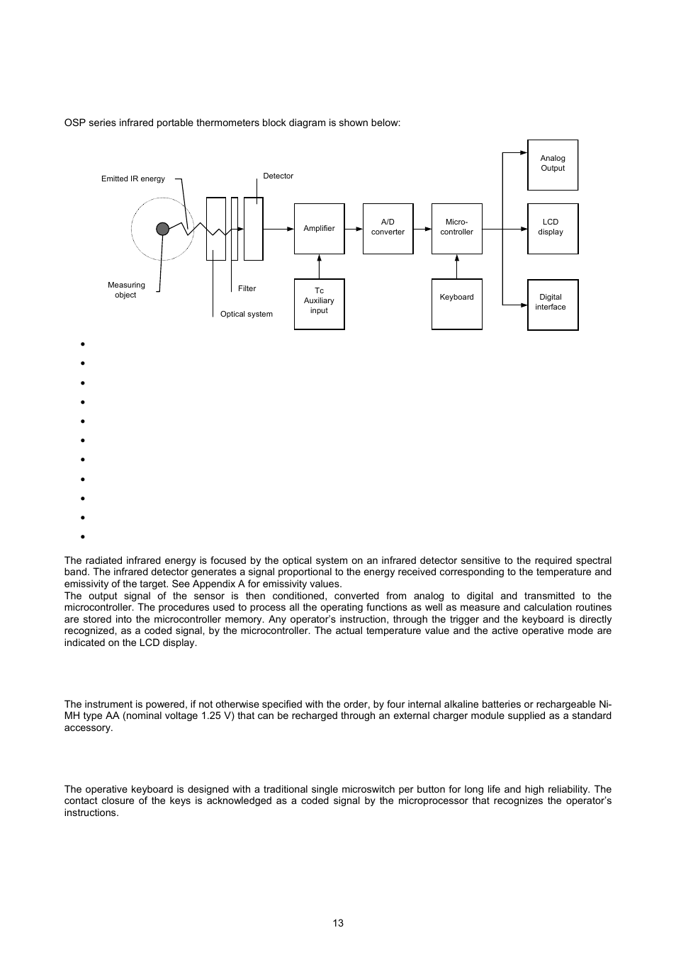 4functional description, 1 power supply, 2 keyboard | Omega OSP SERIES User Manual | Page 13 / 60