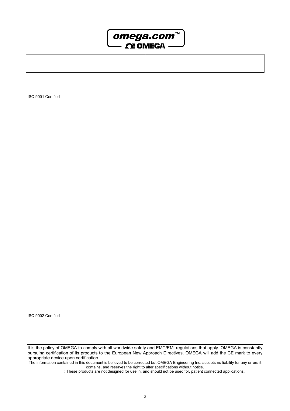 Omega OSP SERIES User Manual | Page 2 / 60