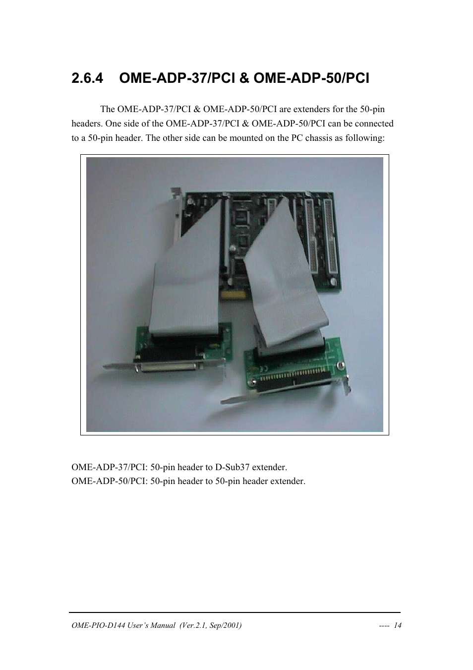 Ome-adp-37/pci & ome-adp-50/pci | Omega OME-PIO-D144 User Manual | Page 16 / 53