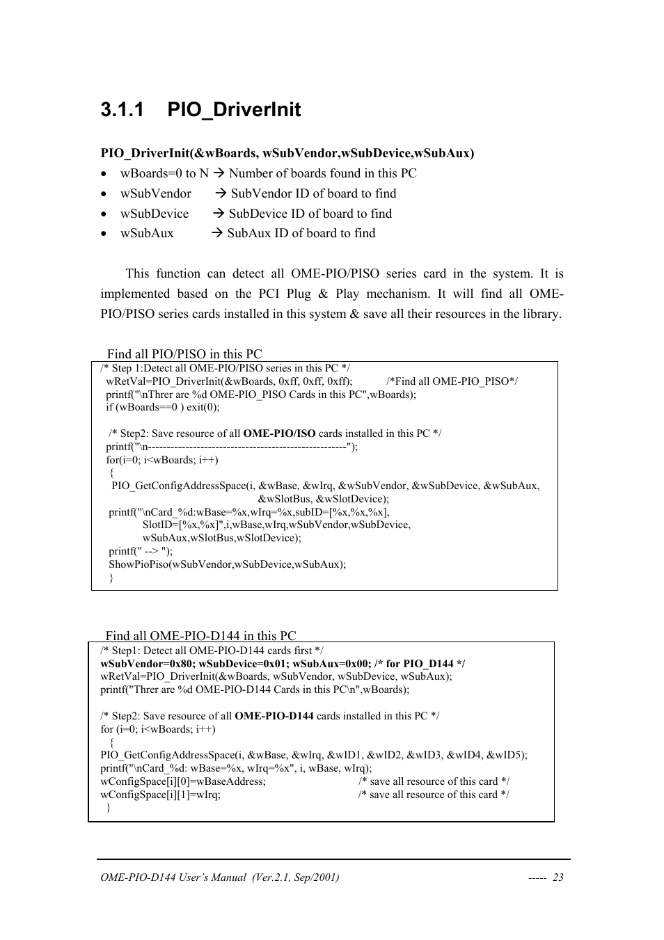 Pio_driverinit, 1 pio_driverinit | Omega OME-PIO-D144 User Manual | Page 25 / 53