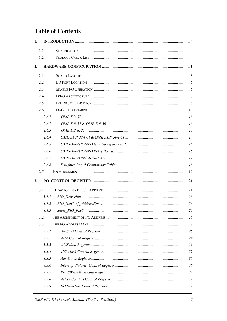 Omega OME-PIO-D144 User Manual | Page 4 / 53