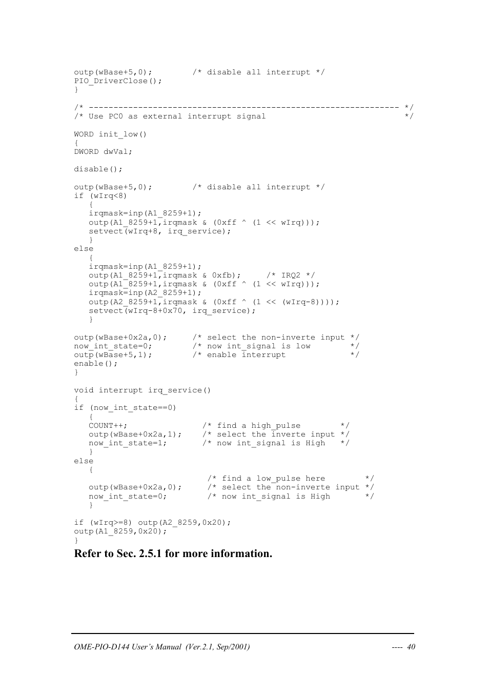 Refer to sec. 2.5.1 for more information | Omega OME-PIO-D144 User Manual | Page 42 / 53