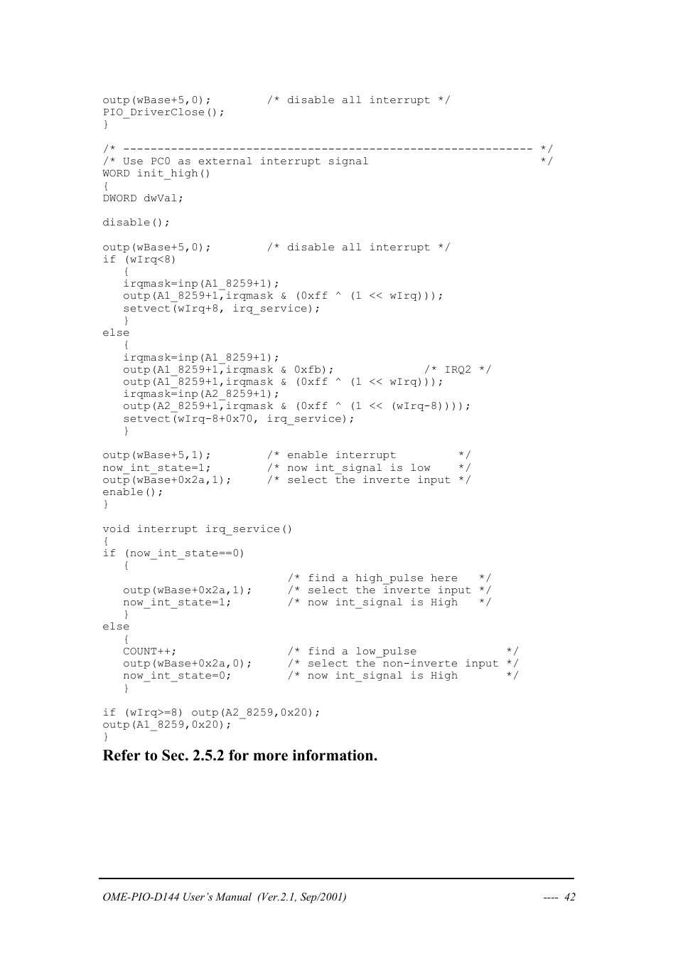Refer to sec. 2.5.2 for more information | Omega OME-PIO-D144 User Manual | Page 44 / 53