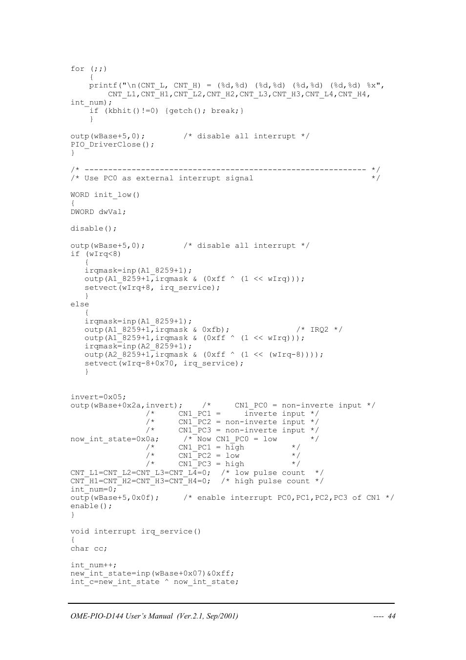 Omega OME-PIO-D144 User Manual | Page 46 / 53