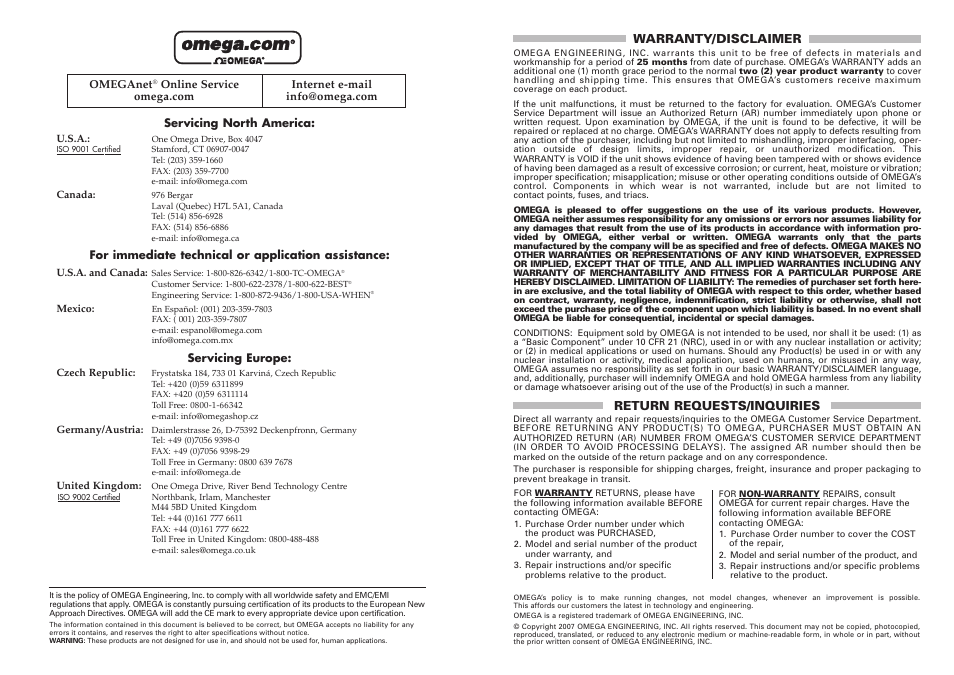 Omega TC-08 User Manual | Page 2 / 4