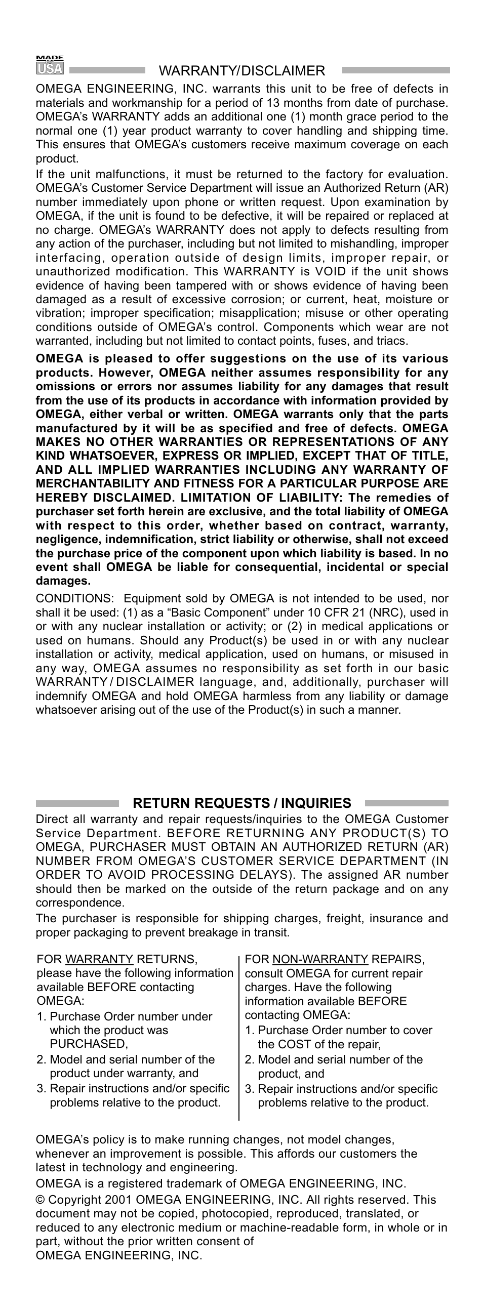 Omega OS950 User Manual | Page 17 / 18