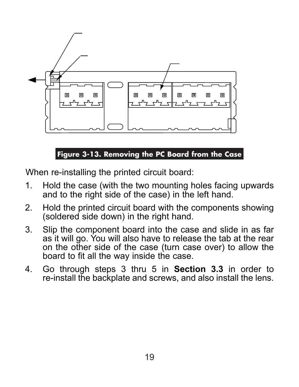 Pc board pull tab here push here p1 p2 p3 | Omega DP119-RTD User Manual | Page 26 / 36