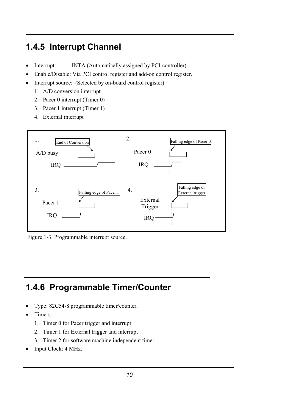 Interrupt channel, Programmable timer/counter, 5 interrupt channel | 6 programmable timer/counter | Omega 1002 User Manual | Page 10 / 48