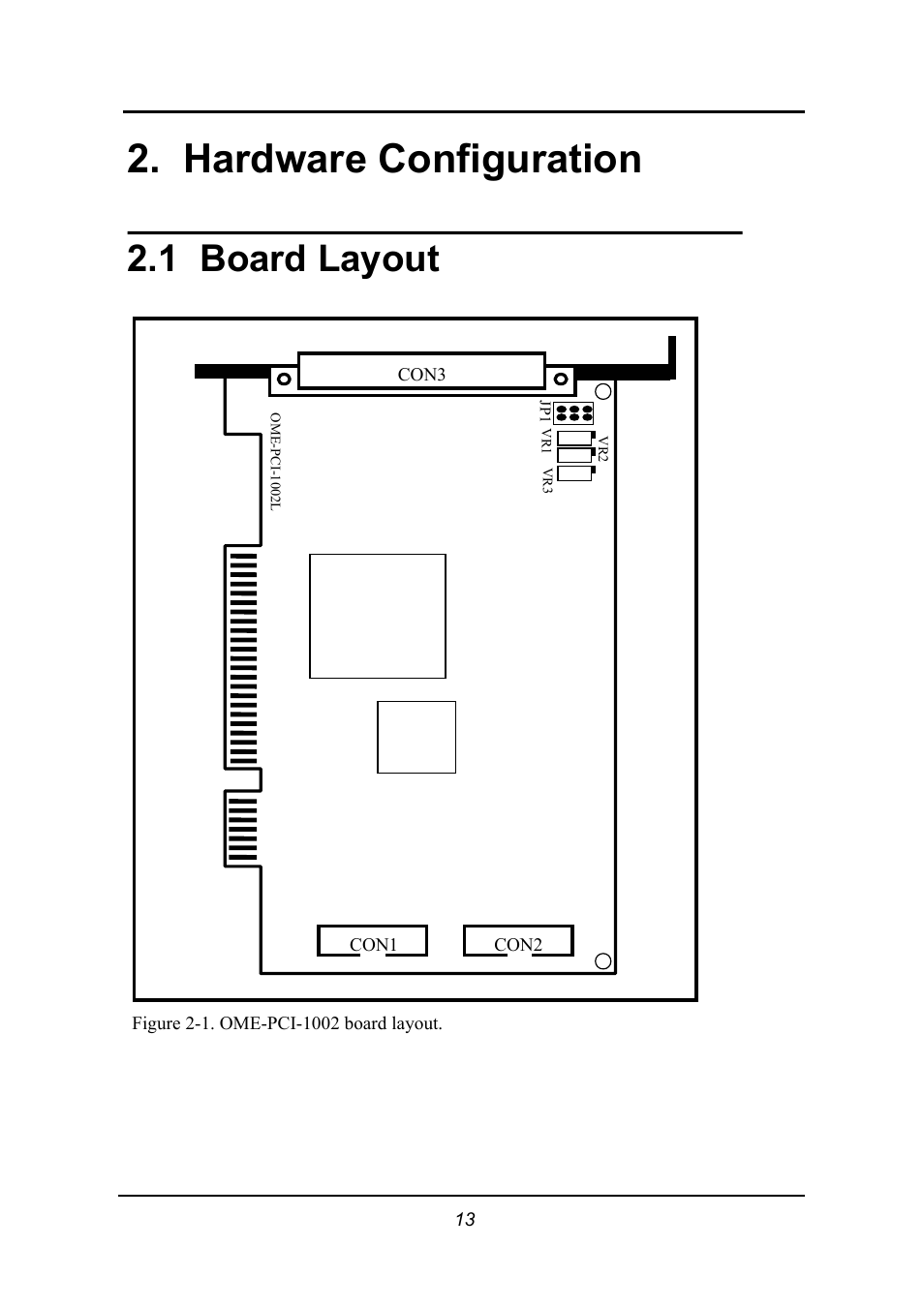 Hardware configuration, Board layout, Oard | Ayout, 1 board layout | Omega 1002 User Manual | Page 13 / 48