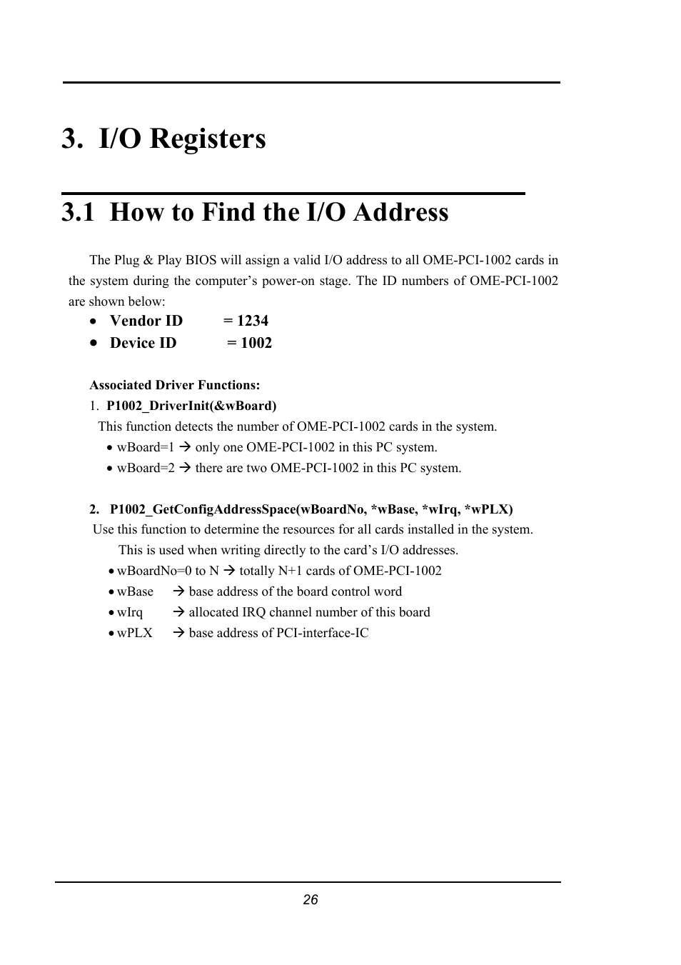 I/o registers, How to find the i/o address, Ow to | Ind the, Ddress, 1 how to find the i/o address | Omega 1002 User Manual | Page 26 / 48