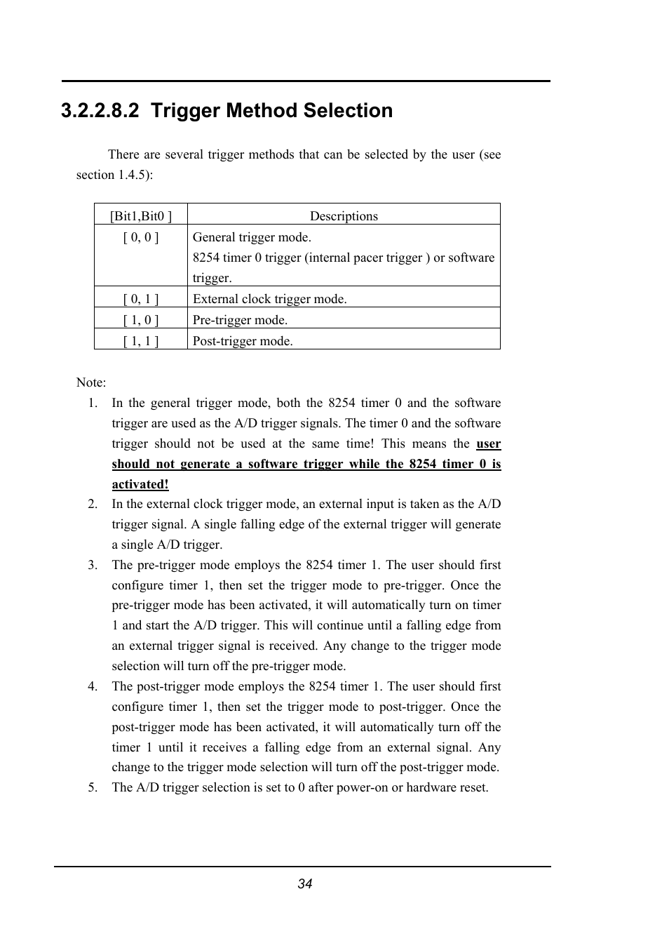 Trigger method selection, 2 trigger method selection | Omega 1002 User Manual | Page 34 / 48
