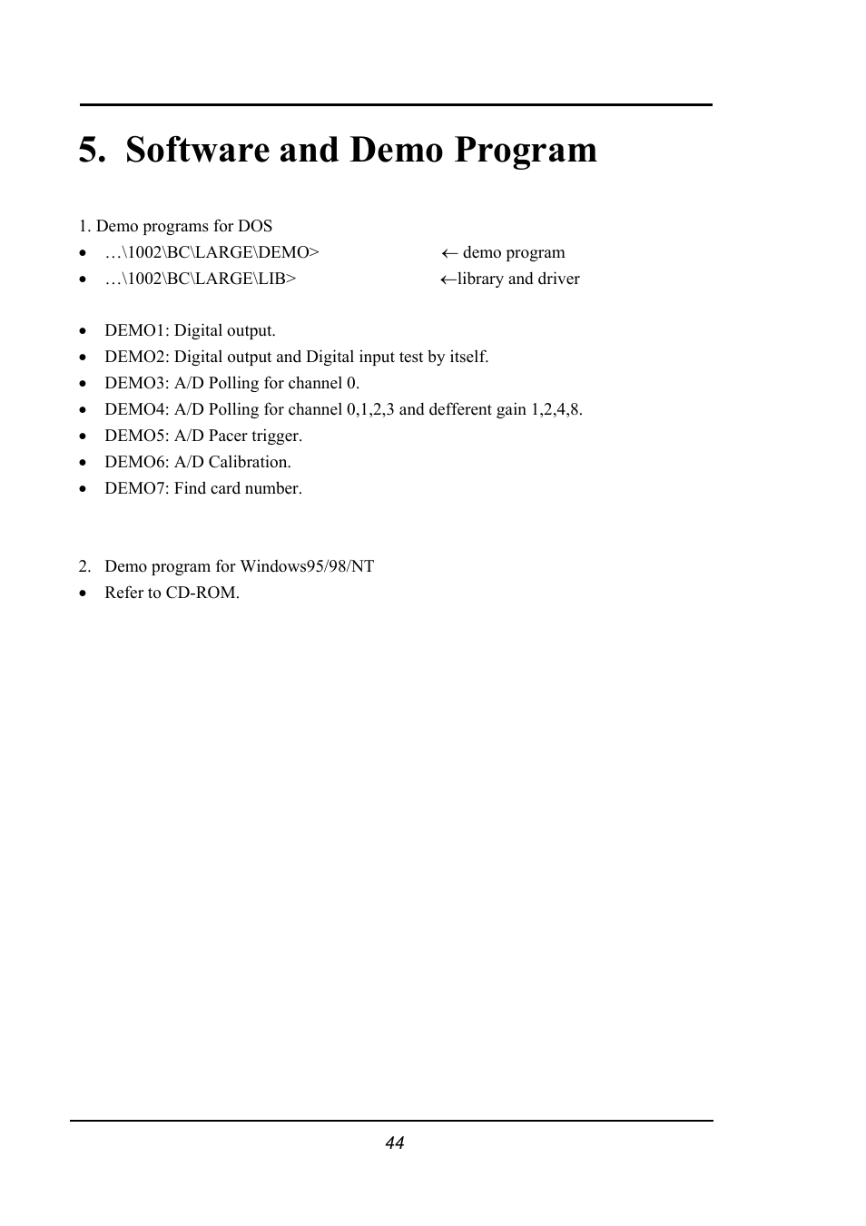 Software and demo program | Omega 1002 User Manual | Page 44 / 48