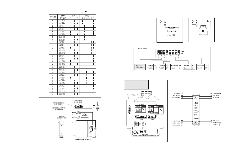 Relay protection and emi suppression, Calibration, Dimensions | Omega DRG-AR-TC User Manual | Page 2 / 2