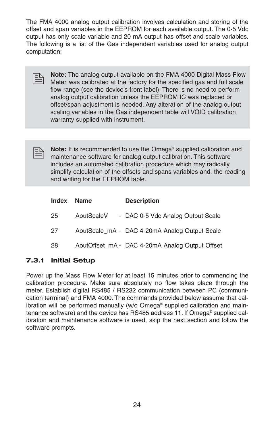 Omega FMA 4000 User Manual | Page 28 / 55
