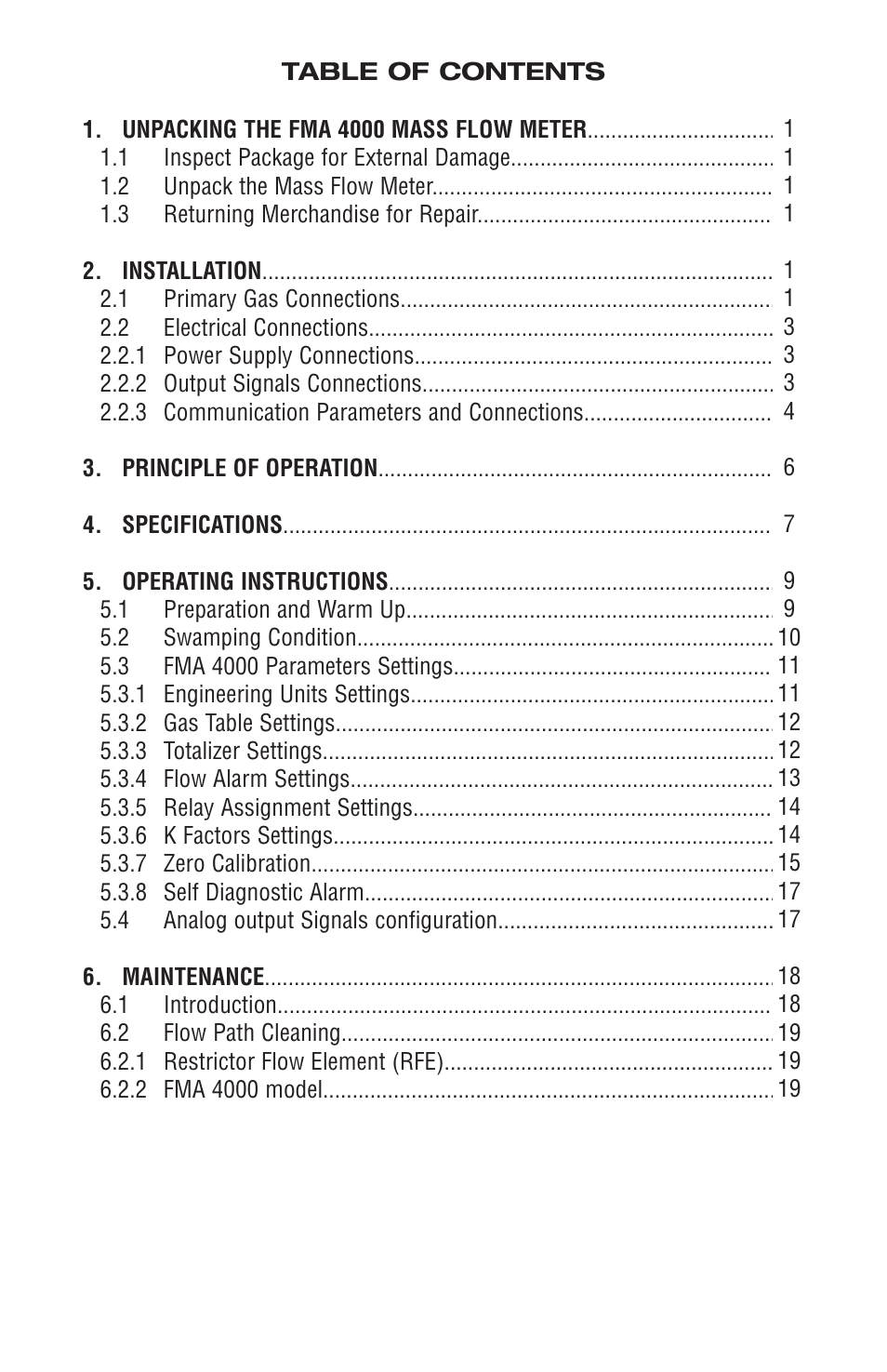 Omega FMA 4000 User Manual | Page 3 / 55