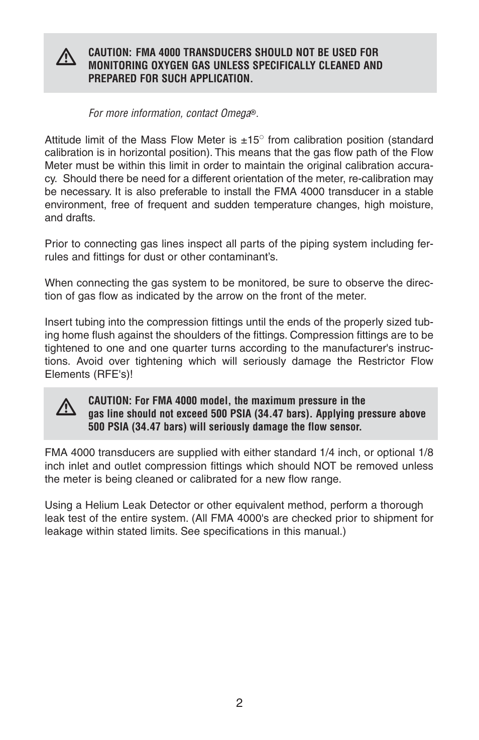 Omega FMA 4000 User Manual | Page 6 / 55