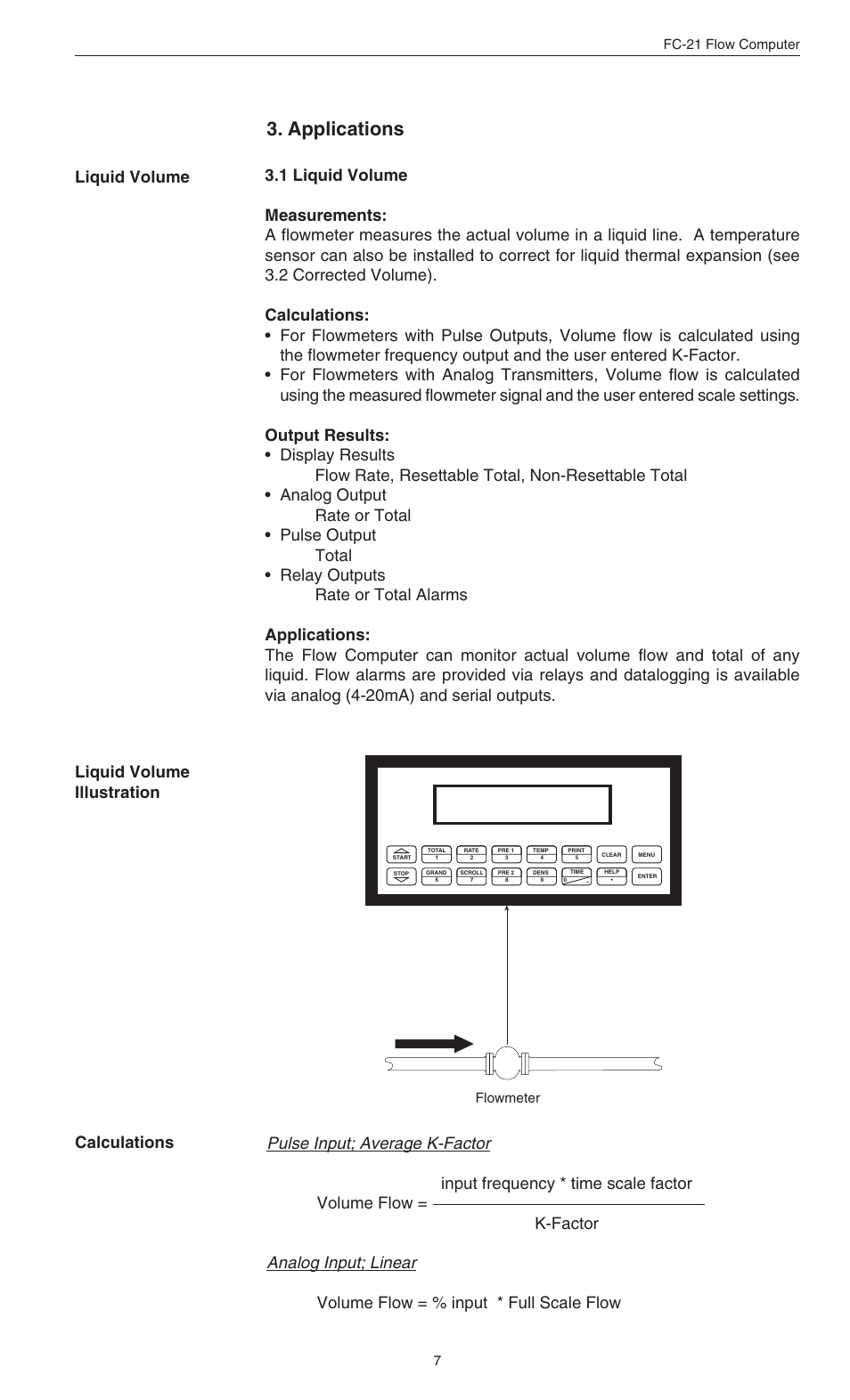Applications, Pulse input; average k-factor, Analog input; linear | Omega FC-21 User Manual | Page 11 / 75