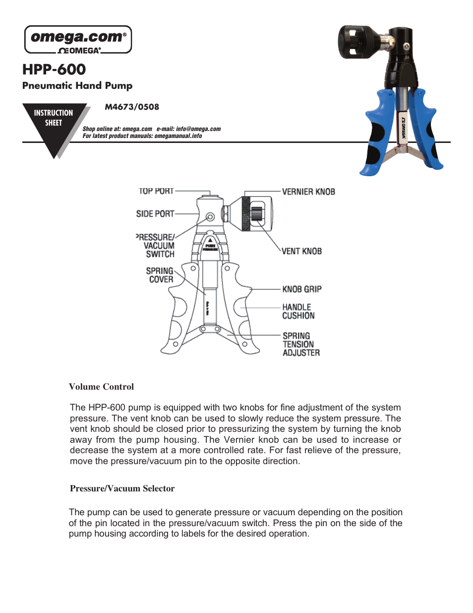 Omega HPP-600 User Manual | 2 pages