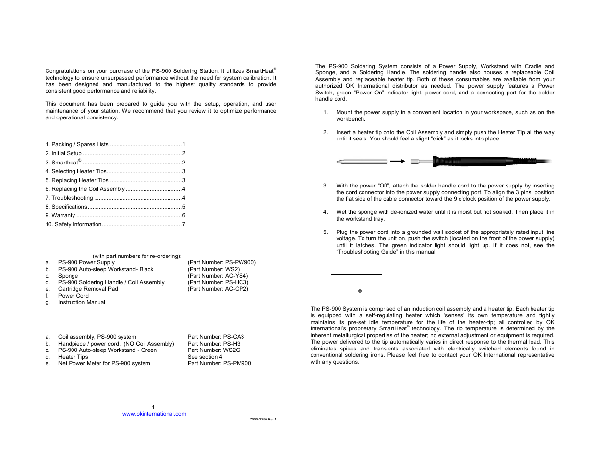 OK International Soldering System PS-900 User Manual | Page 2 / 4