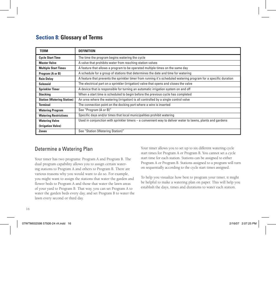 Determine a watering plan | Orbit Manufacturing Fluid 57926 User Manual | Page 17 / 40