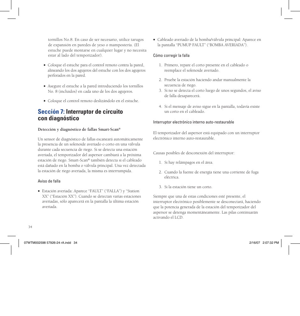 Sección 7: interruptor de circuito con diagnóstico | Orbit Manufacturing Fluid 57926 User Manual | Page 35 / 40