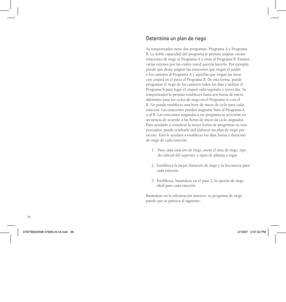 Determine un plan de riego | Orbit Manufacturing Fluid 57926 User Manual | Page 37 / 40