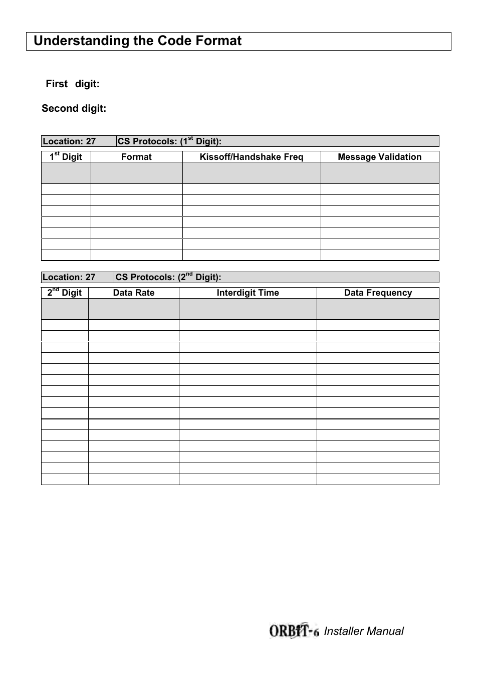 Understanding the code format, Installer manual 24 | Orbit Manufacturing Rokonet ORBIT-6 RP-206 User Manual | Page 24 / 37