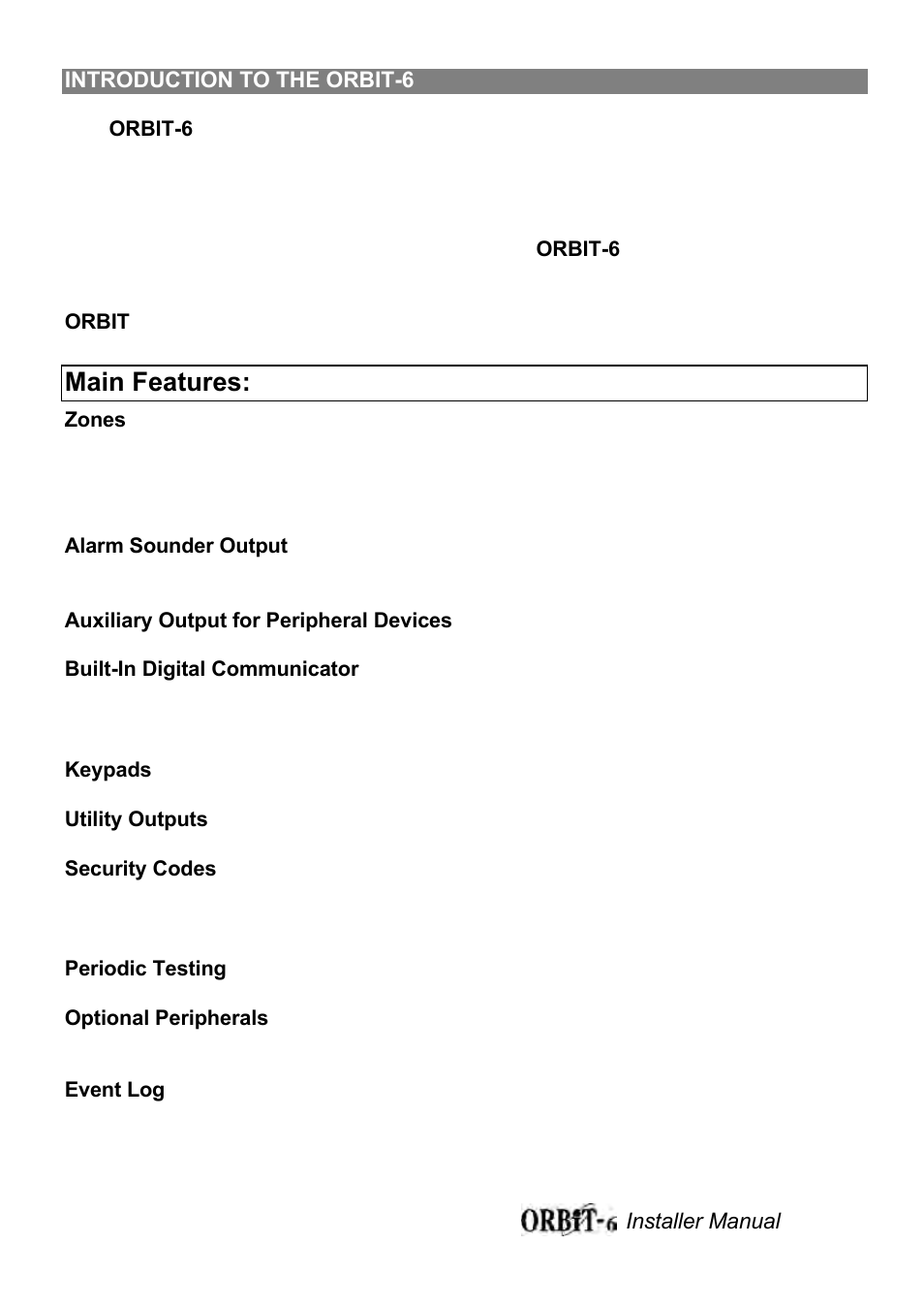 Main features | Orbit Manufacturing Rokonet ORBIT-6 RP-206 User Manual | Page 6 / 37