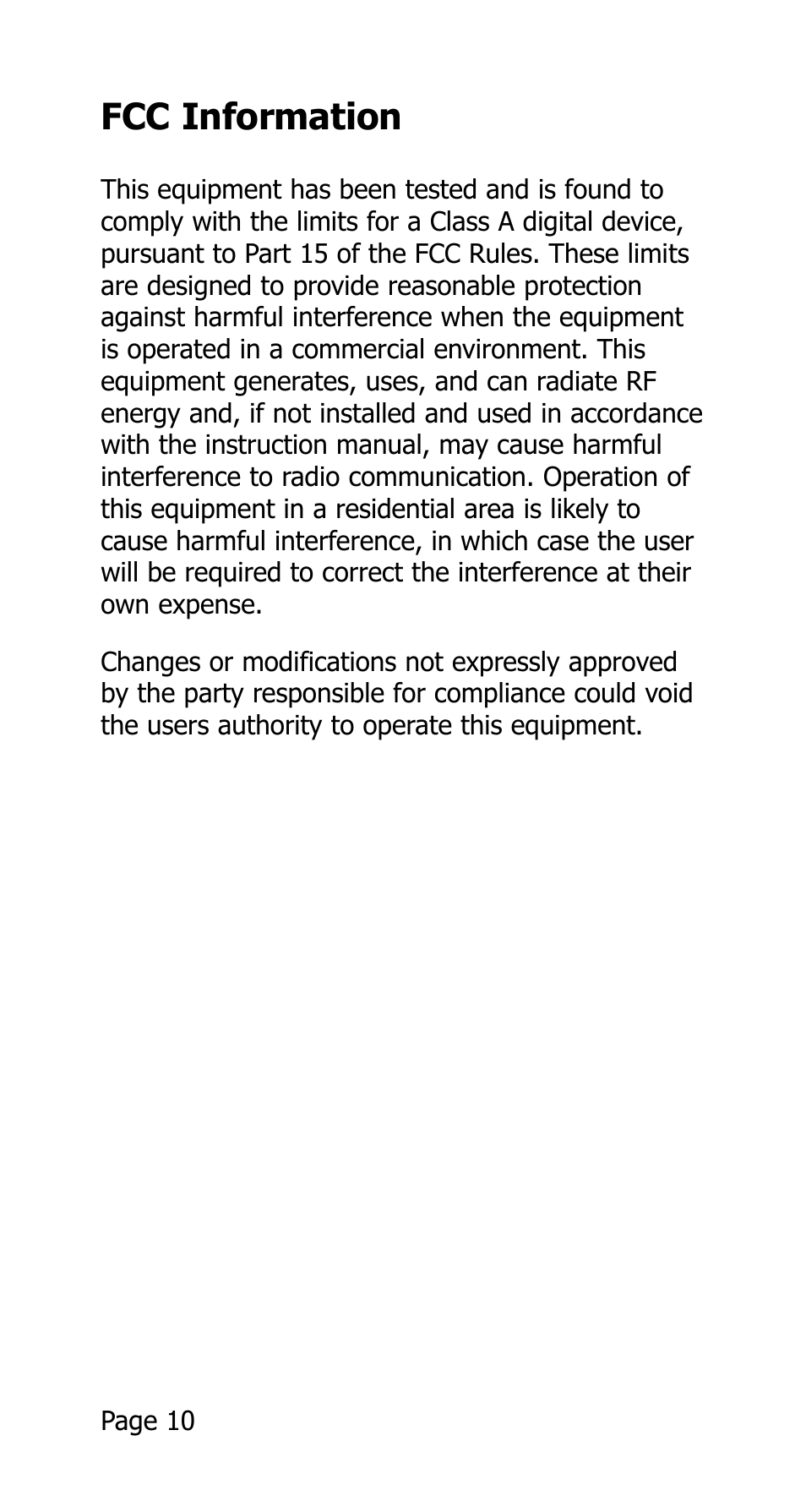 Fcc information | Opticon 25-WEDGE-04 User Manual | Page 14 / 47