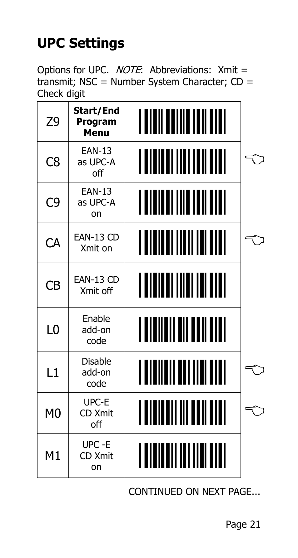 C8, b, Ca, b, L1, b | M0, b | Opticon 25-WEDGE-04 User Manual | Page 25 / 47
