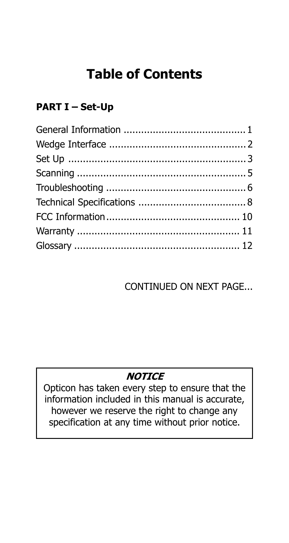 Opticon 25-WEDGE-04 User Manual | Page 3 / 47